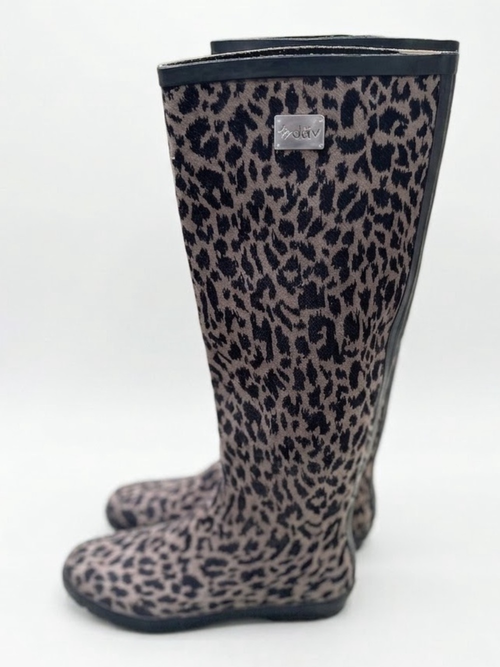 Dav Waterproof Rubber Leopard Print Tall Rain Boots Size 8